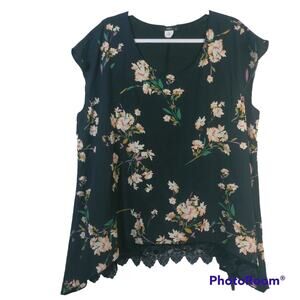 Ingo Blue Floral Lace Casual Blouse Size 1X